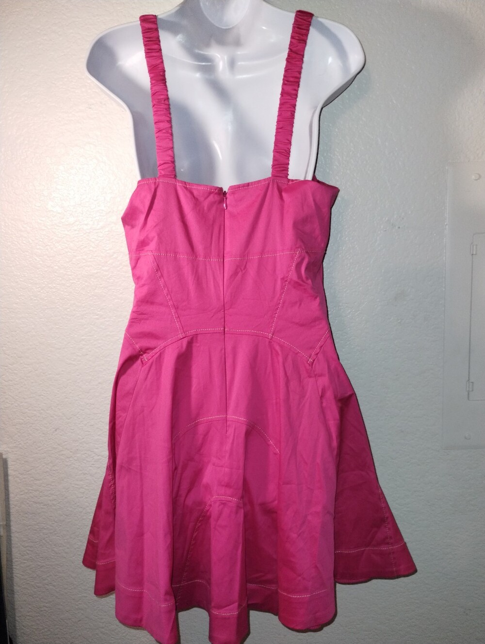 By Anthropologie Dress Hot Pink Size Medium Fit & Flare Barbiecore - Picture 3 of 16